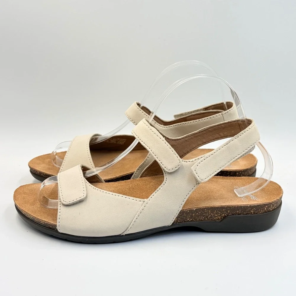 Dansko Ronda Cork‎ Sandals Nubuck Ivory Triple Strap Comfort Womens 40 US 9.5-10